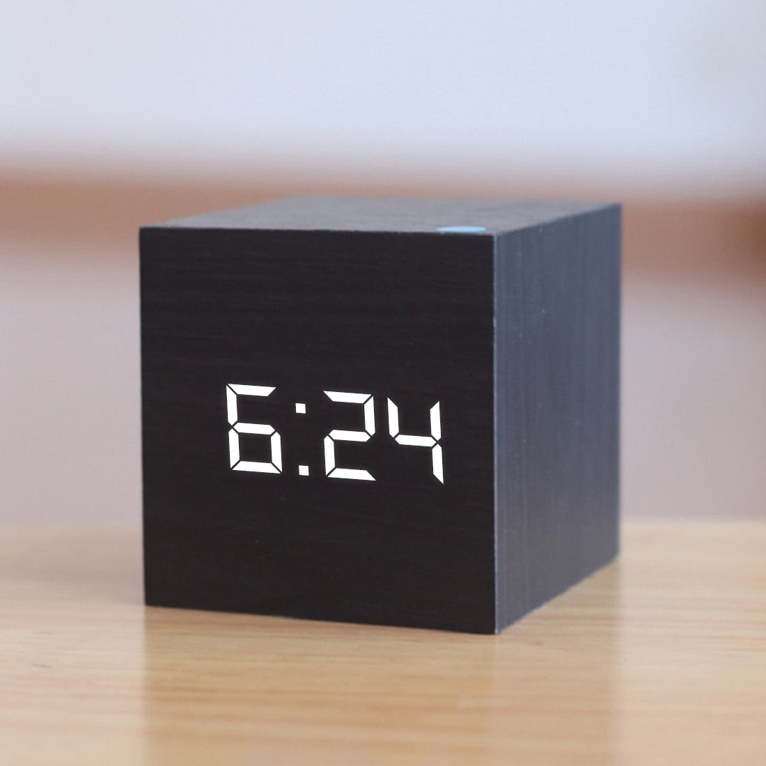 Voice-Activated Digital Alarm Clock with LED Display | Cube Design Bedside Clock for Bedroom, Office & Nightstand