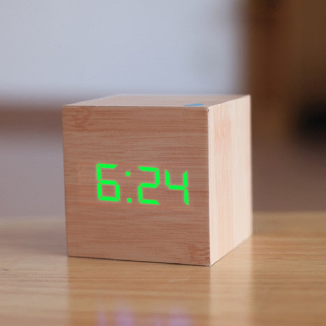 Dimmable LED Alarm Clock with Date and Temperature – Square Design