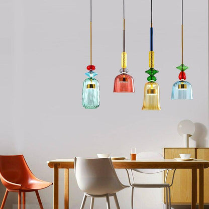Tinted Glass Drop Light with Height-Adjustable Cord 47 in LED Overhead Fixture for Dining Tables Kitchen Islands Contemporary Suspended Ceil