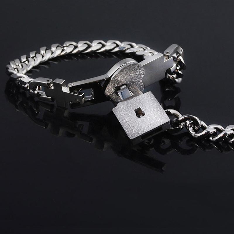 Couples Lock & Key Bracelet Set in Stainless Steel for Him & Her | Matching Jewelry Gift for Boyfriend Girlfriend Anniversary Valentine's Da