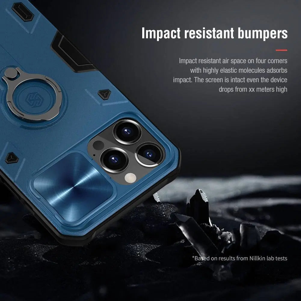 Aluminum Phone Case with Ring Stand for iPhone 13 Series – Camera Guard & Kickstand