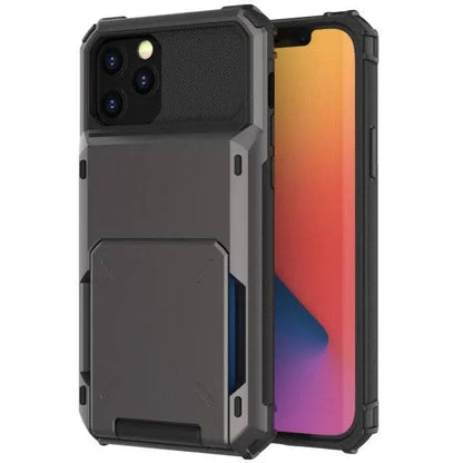 Armor Card Wallet iPhone Case with Military-Grade Protection | Black Mamba Shock-Absorbing Shell for iPhone X through 13 Series