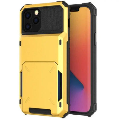 Armor Card Wallet iPhone Case with Military-Grade Protection | Black Mamba Shock-Absorbing Shell for iPhone X through 13 Series
