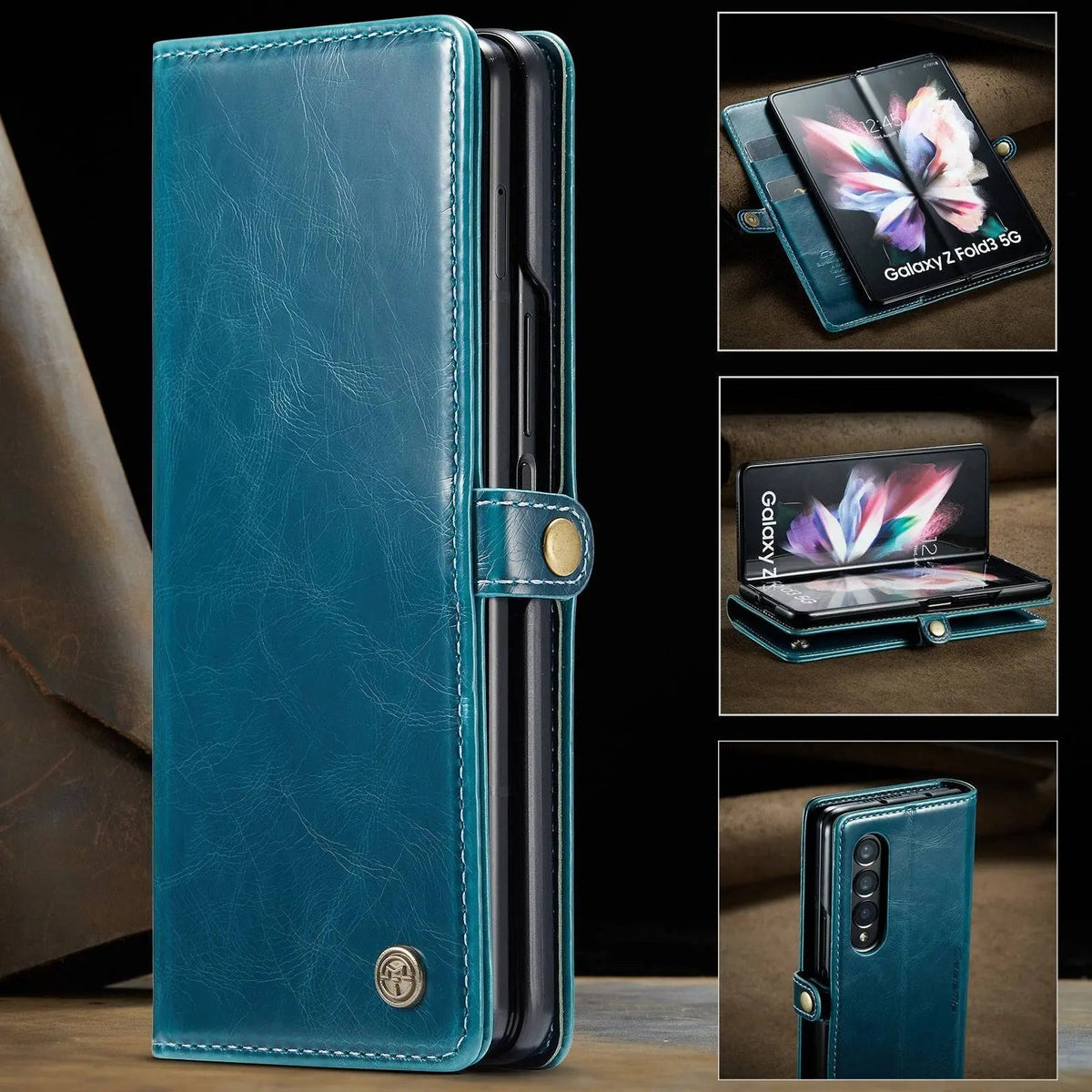 Folio Wallet Case for Samsung Galaxy Z Fold 3 – Genuine Leather Cover with Card Slots for Samsung Z Fold 3 5G – Full Protection Phone Pouch