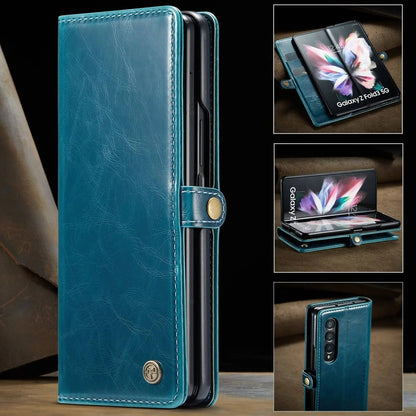 Folio Wallet Case for Samsung Galaxy Z Fold 3 – Genuine Leather Cover with Card Slots for Samsung Z Fold 3 5G – Full Protection Phone Pouch