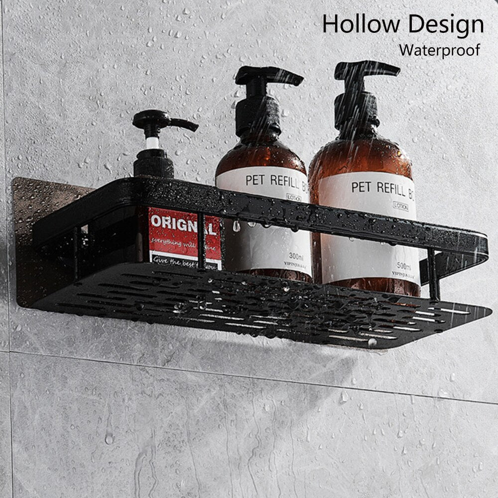 Stylish Metal Bathroom Shelf with Suction Cup Installation | Space-Saving Storage Solution for Organizing Essentials