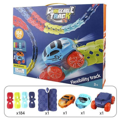 Flexible Magnetic Race Track Set with Glow-in-the-Dark Car for Kids | Educational STEM Building Toy