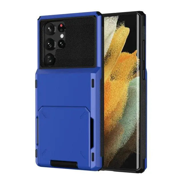 Rugged Drop-Guard Case with Card Slots for Samsung Galaxy S22 Series – Ultra, Plus & Standard Models