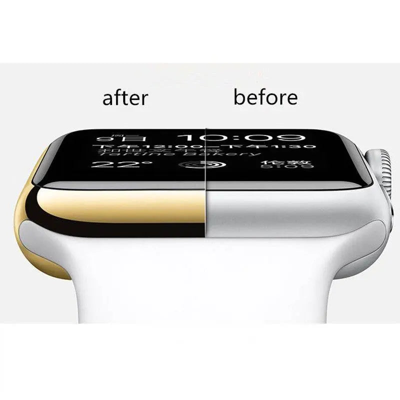 Snap-On Guard with Tempered Glass Screen Shield for Apple Watch Series 1-6 – 38mm, 40mm, 42mm, 44mm Full Body Protection Case
