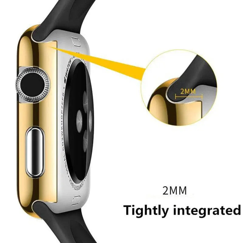 Snap-On Guard with Tempered Glass Screen Shield for Apple Watch Series 1-6 – 38mm, 40mm, 42mm, 44mm Full Body Protection Case