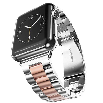 Precision Stainless Steel Link Bracelet for Apple Watch – 38mm to 49mm Connector Fit – Adjustable Wrist Band with Butterfly Clasp for