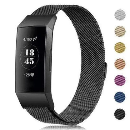 Adjustable Stainless Steel Mesh Fitness Tracker Band for Fitbit Charge 3 & 4 | Replacement Strap Wristband with Magnetic Clasp in Multiple