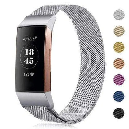 Adjustable Stainless Steel Mesh Fitness Tracker Band for Fitbit Charge 3 & 4 | Replacement Strap Wristband with Magnetic Clasp in Multiple