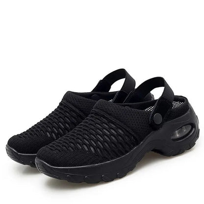 Women's Cushioned Slip-On Clogs with Thick Rubber Sole for Everyday Comfort | Open-Back Air-Cushion Mules for Walking, Errands & Casual Wear