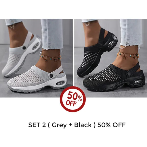 Women's Cushioned Slip-On Clogs with Thick Rubber Sole for Everyday Comfort | Open-Back Air-Cushion Mules for Walking, Errands & Casual Wear