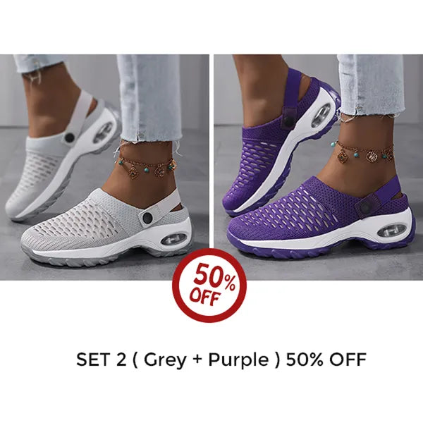 Women's Cushioned Slip-On Clogs with Thick Rubber Sole for Everyday Comfort | Open-Back Air-Cushion Mules for Walking, Errands & Casual Wear