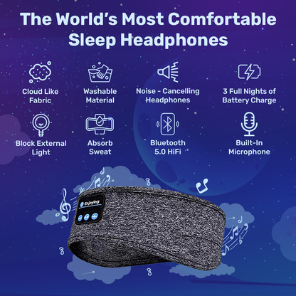 Sleep Headband with Speakers for Sleeping & Relaxation – Ultra-Soft Wireless Sleep Headphones for Side Sleepers | Noise Blocking Music