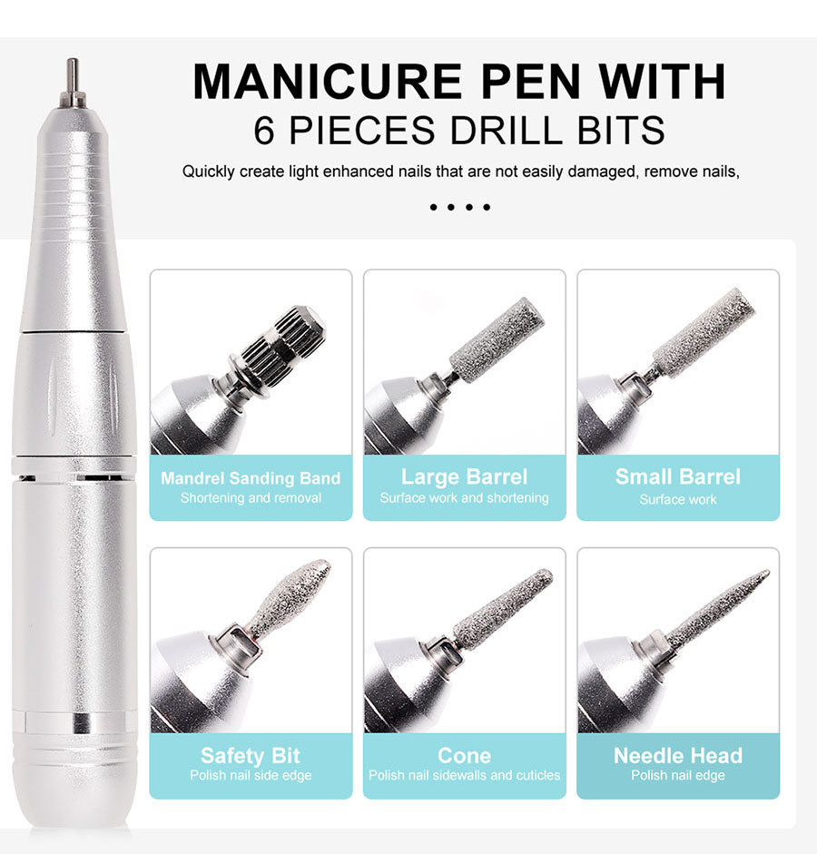 Electric Nail File for Manicure, Rechargeable Nail Drill Machine, Portable Nail Polisher with Low Noise for Home Use