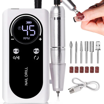 Electric Nail File for Manicure, Rechargeable Nail Drill Machine, Portable Nail Polisher with Low Noise for Home Use