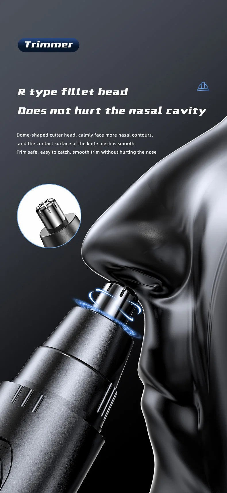 Cordless USB Rechargeable Facial Hair Trimmer for Nose and Ears with Stainless Steel Blades for Men and Women