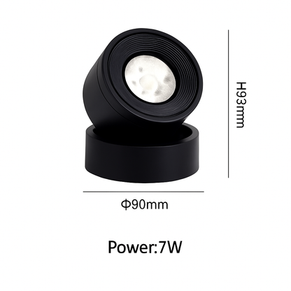 Adjustable Surface Mount LED Spotlight – 7W COB Ceiling Accent Light with 360° Rotation for Home & Commercial Use