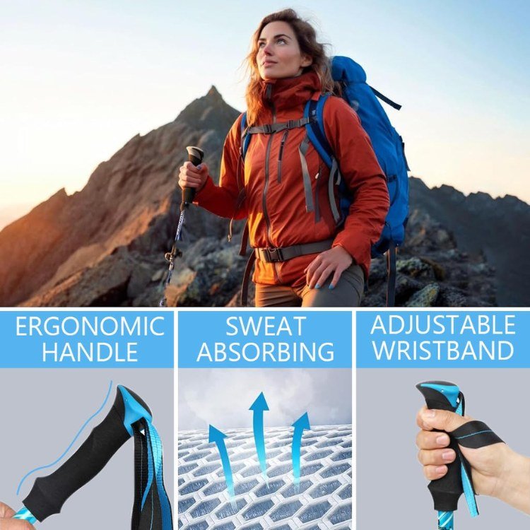 Collapsible Hiking Poles with Quick-Lock System – Lightweight Aluminum Trekking Sticks for Men & Women