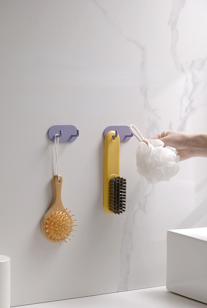 Adhesive Metal Hooks for Bathroom & Kitchen Storage — Dual-Hook Design, No Drilling, Lightweight Organizer for Keys, Towels, Accessories