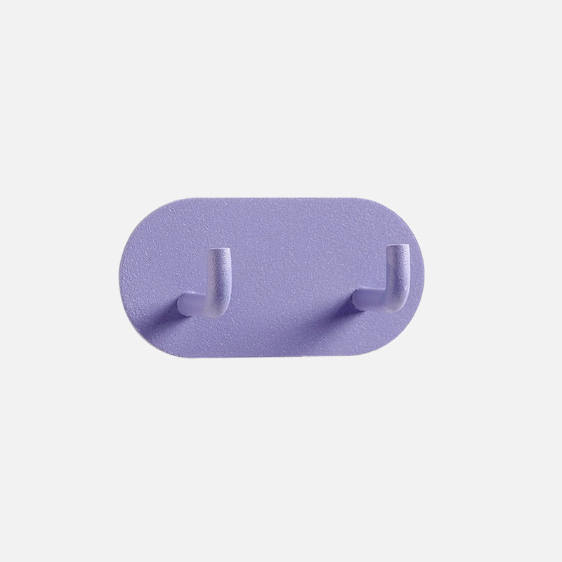 Adhesive Metal Hooks for Bathroom & Kitchen Storage — Dual-Hook Design, No Drilling, Lightweight Organizer for Keys, Towels, Accessories