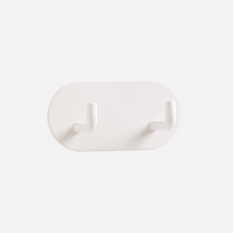 Adhesive Metal Hooks for Bathroom & Kitchen Storage — Dual-Hook Design, No Drilling, Lightweight Organizer for Keys, Towels, Accessories