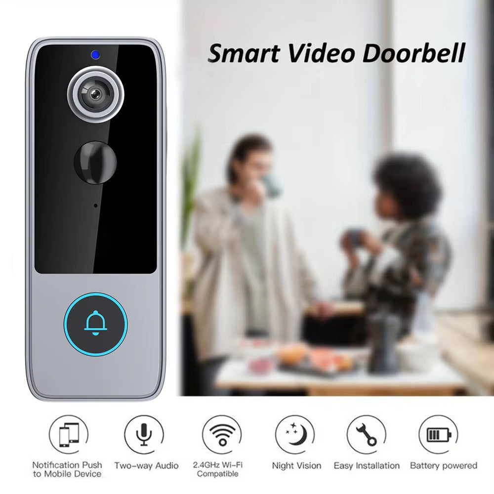 Smart Wireless Video Doorbell with HD Camera, Two-Way Talk & Motion Alerts – No Monthly Fees, Weather Resistant, Night Vision for Front