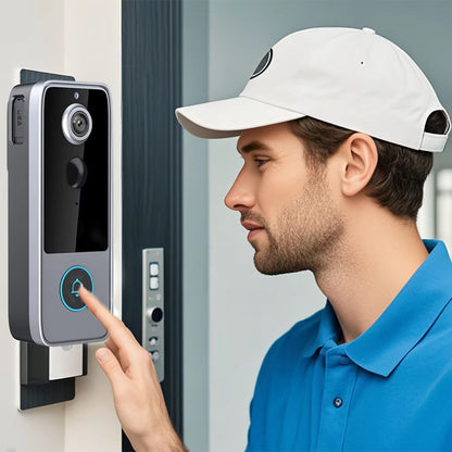 Smart Wireless Video Doorbell with HD Camera, Two-Way Talk & Motion Alerts – No Monthly Fees, Weather Resistant, Night Vision for Front