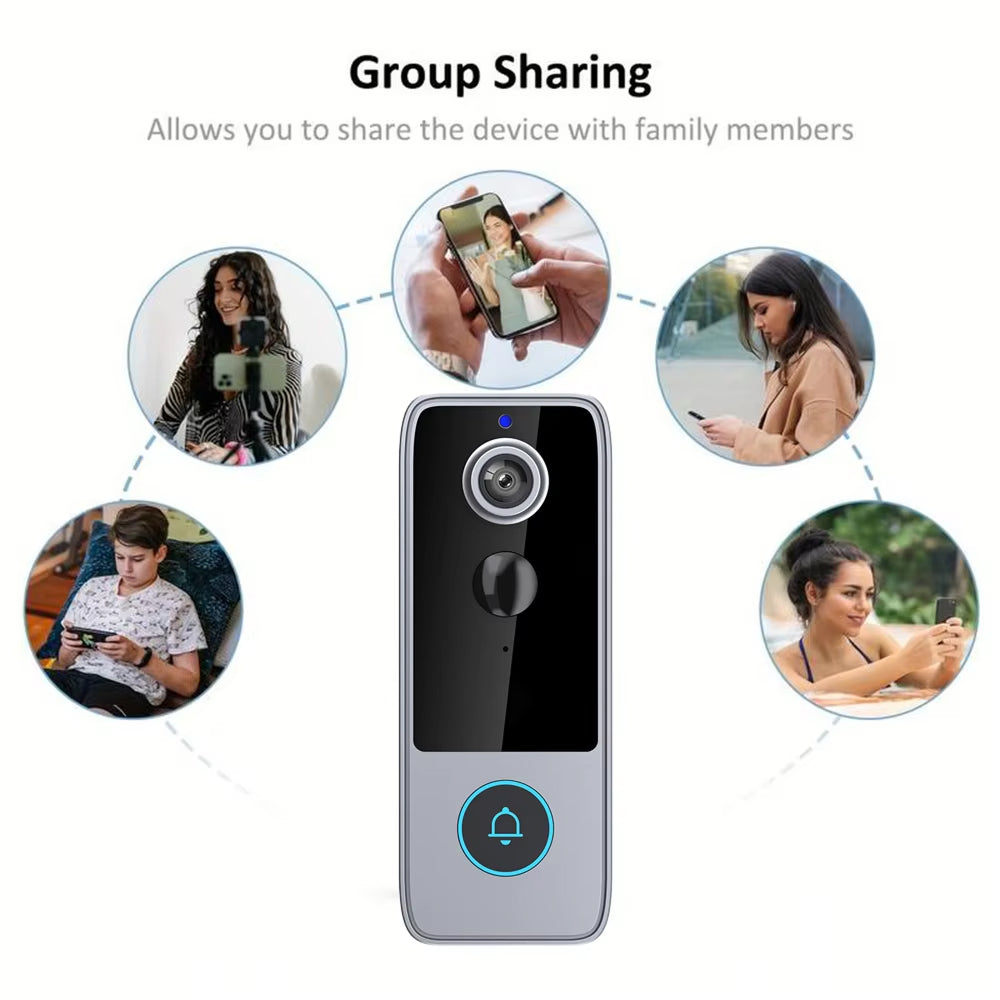 Smart Wireless Video Doorbell with HD Camera, Two-Way Talk & Motion Alerts – No Monthly Fees, Weather Resistant, Night Vision for Front
