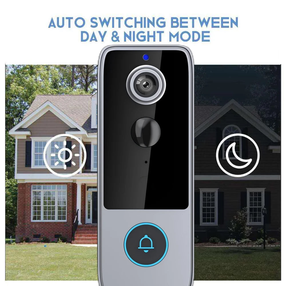 Wireless Video Doorbell with HD Camera, Motion Alerts & Night Vision – Rechargeable, Weather-Resistant, No Monthly Fees