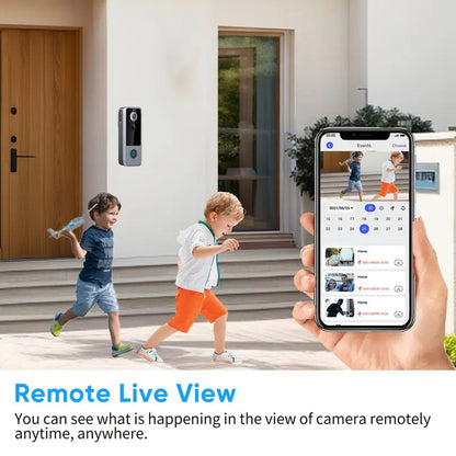 Wireless Video Doorbell with HD Camera, Motion Alerts & Night Vision – Rechargeable, Weather-Resistant, No Monthly Fees