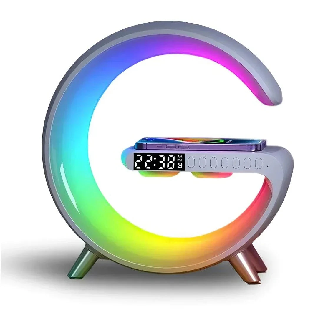 Digital LED Nightstand Clock with Qi Wireless Phone Charger and Bluetooth Speaker for Bedroom 10 in