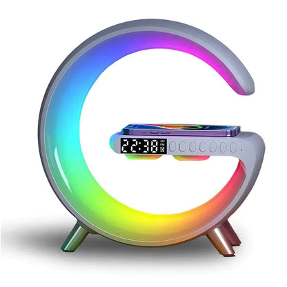 Digital LED Nightstand Clock with Qi Wireless Phone Charger and Bluetooth Speaker for Bedroom 10 in