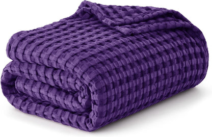 Cozy Haven | Cooling Waffle Queen Blanket with Lightweight Cotton & Bamboo | Soft Summer Throw for Hot Sleepers