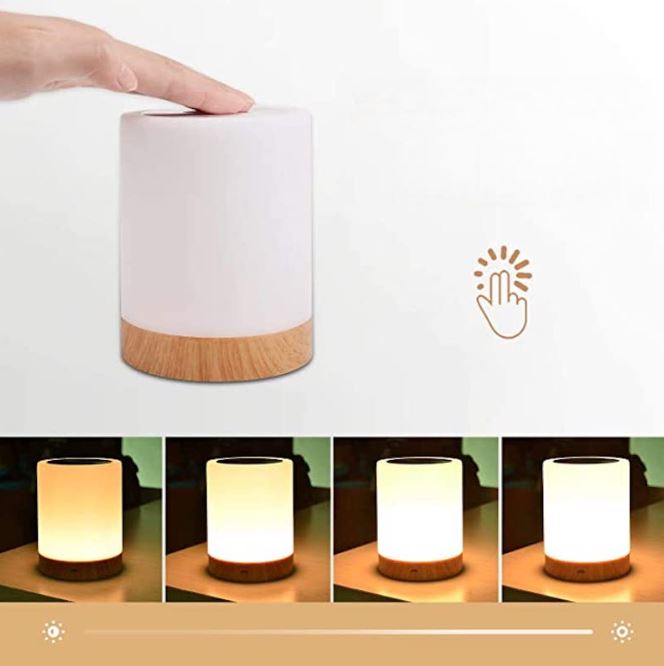 Touch-Control Rechargeable LED Bedside Lamp with RGB Color Changing Light for Bedroom, Nightstand & Living Room