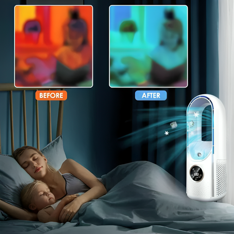 Compact Tower Fan Bladeless Design Whisper Quiet Portable USB Powered Air Circulator Cooler for Bedroom Office Desktop Home Cooling Energy E