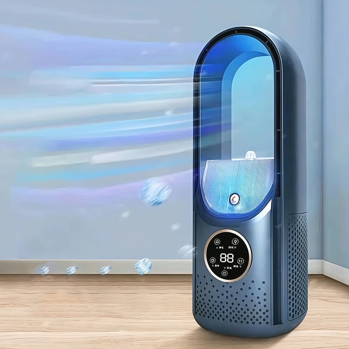 Compact Tower Fan Bladeless Whisper-Quiet Cooling USB Powered Personal Air Circulator for Bedroom Office Desk Small Spaces