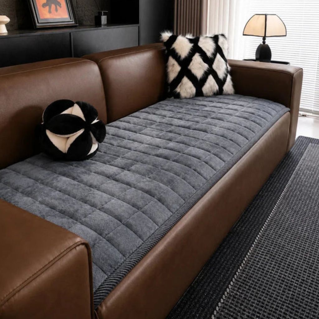 Couch Protector Pad – Grip-Back Furniture Throw for Dogs & Cats – Microfiber Cushion Shield