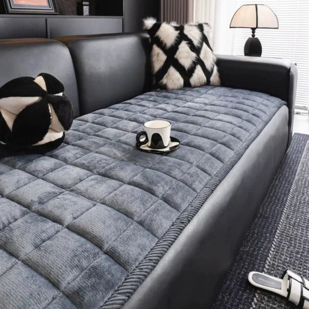 Couch Protector Pad – Grip-Back Furniture Throw for Dogs & Cats – Microfiber Cushion Shield