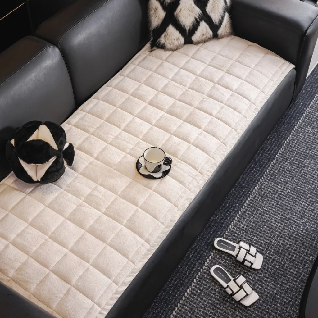 Couch Protector Pad – Grip-Back Furniture Throw for Dogs & Cats – Microfiber Cushion Shield