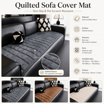 Couch Protector Pad – Grip-Back Furniture Throw for Dogs & Cats – Microfiber Cushion Shield