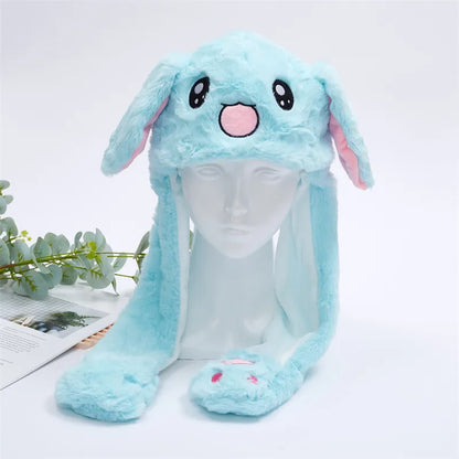Plush Hat with Pop-Up Ears for Kids & Adults – Interactive Cosplay Beanie with Squeeze Paws | Fun Winter Accessory for Parties, Christmas
