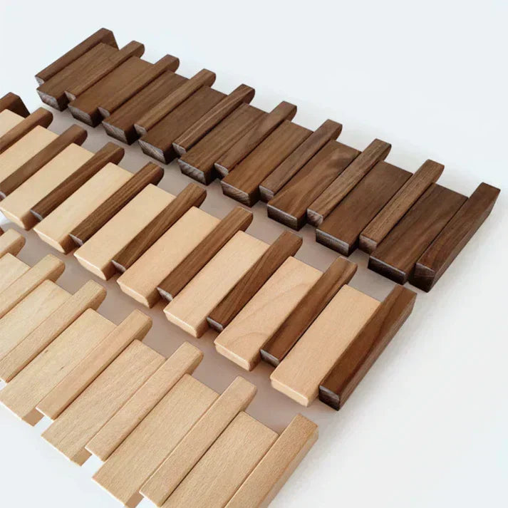 Wall-Mounted Coat Rack with Wooden Piano Key Design for Entryway