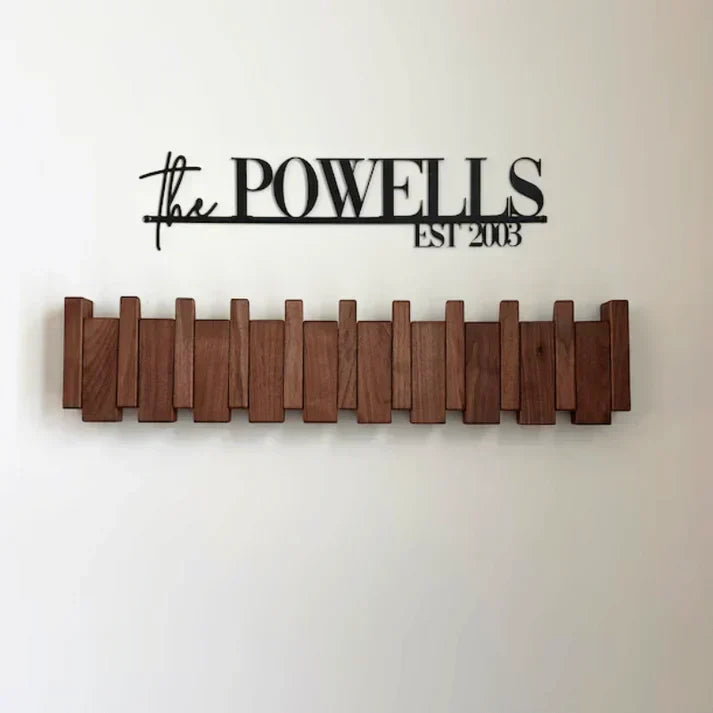 Wall-Mounted Coat Rack with Wooden Piano Key Design for Entryway