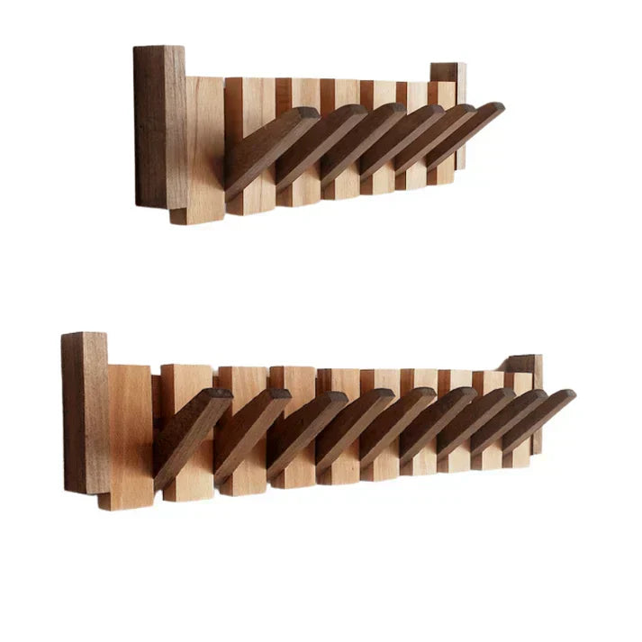 Musical Instrument Wall Mounted Coat Rack with Wooden Hooks for Entryway Storage Organizer 4 6 8 Pegs Hanging Rail Space Saving Design