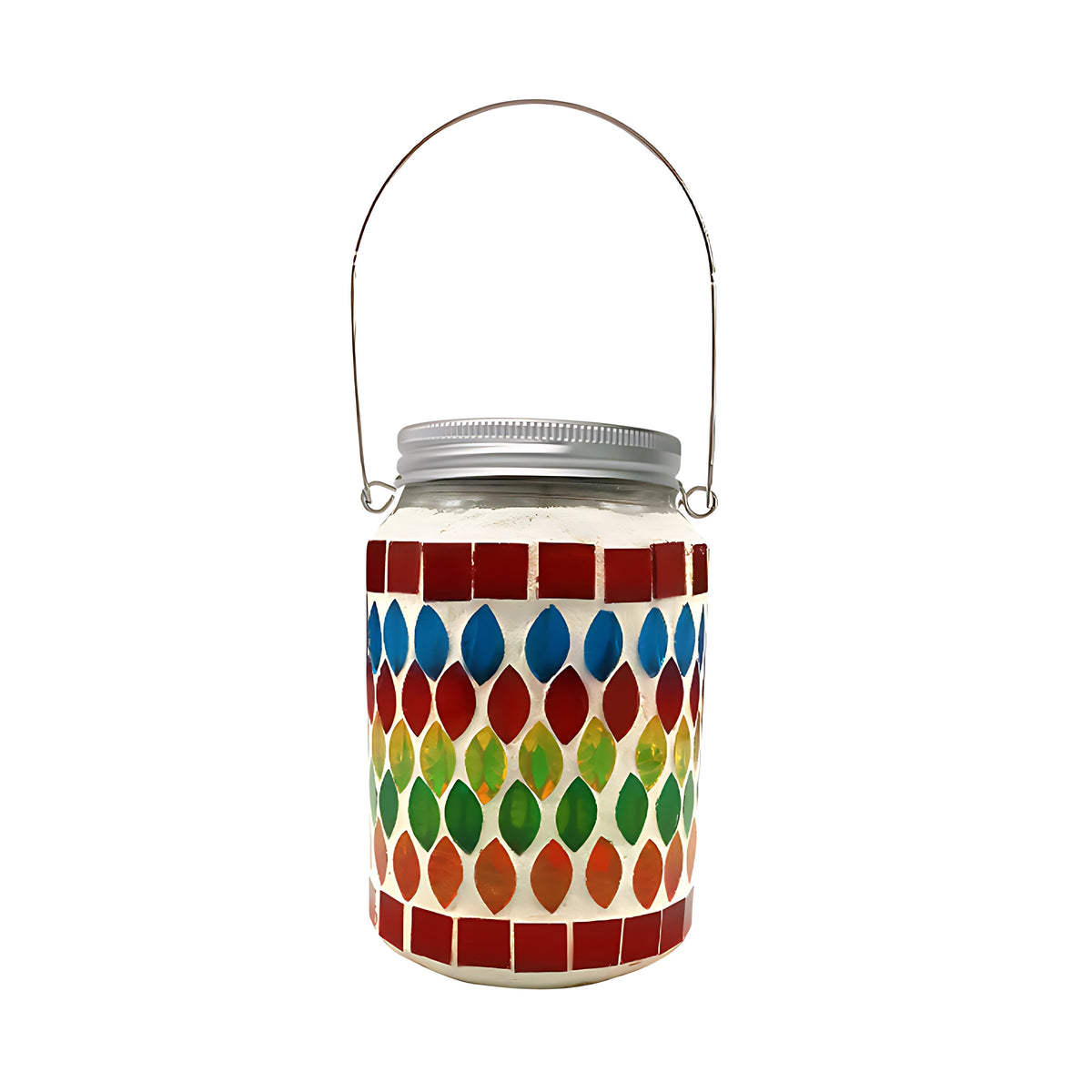 Solar Stained Glass Outdoor Lantern — Handcrafted Mosaic Garden Light with Auto Dusk-to-Dawn