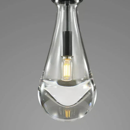 5-Light Glass Drop Chandelier, 14 Inch Round Ceiling Fixture with Cascading Crystal Pendants for Dining Room & Entryway